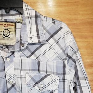 Supply Company USA Men’s XL Plaid Button Front Long Sleeve Shirt Cotton